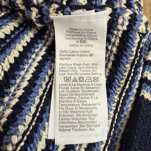 MADEWELL Striped Johnny Collar Sweater Tee XXS Blue Trio Oversized Polo NWT B76 - Picture 6 of 6